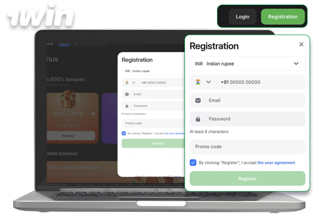 Registration and Start Betting at 1win India